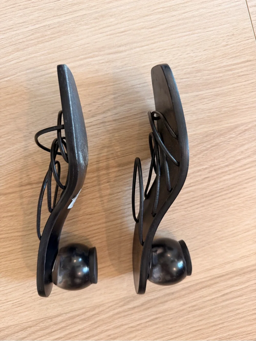 cult gaia Black Minimalist Strappy Square-Toe Heels